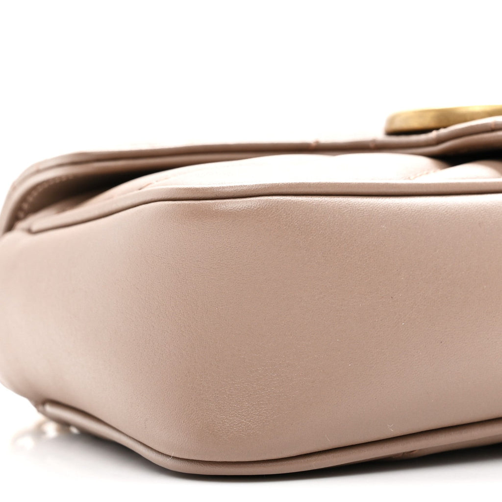 Calfskin Matelasse Super Mini GG Marmont Shoulder Bag Porcelain Rose
