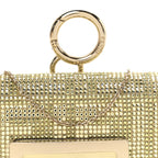 Crystal Vitello Laminato FF Nano Maxi Buckle Baguette Charm Light Gold