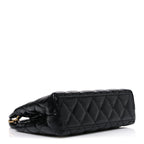 Shiny Aged Calfskin Quilted Nano Kelly Shopper Black