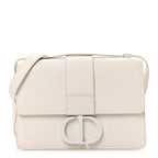Ultra Matte Grained Calfskin 30 Montaigne Flap Bag White