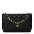 Lambskin Quilted Wallet On Chain WOC Black
