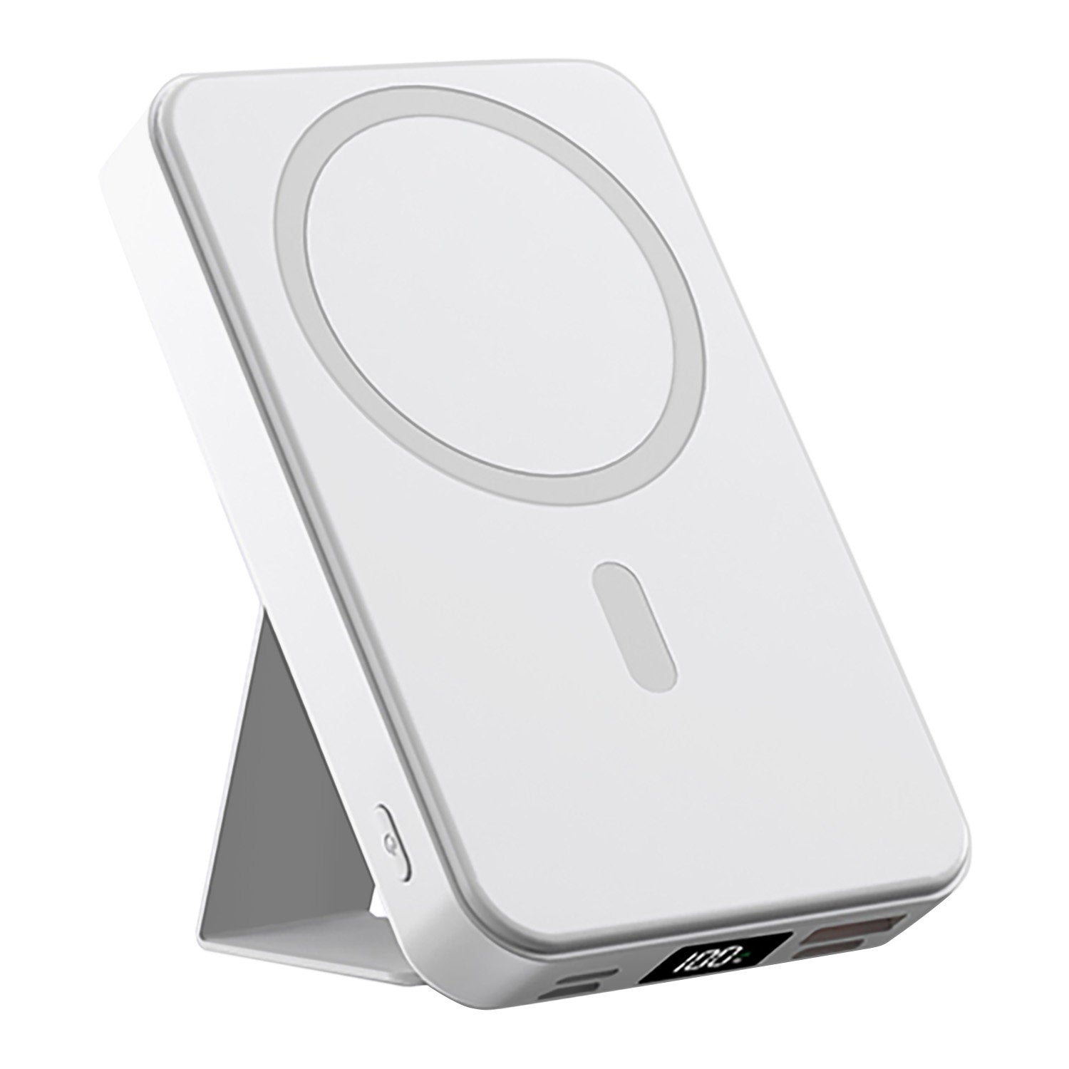10,000mAh Portable Magnetic Wireless Charging Power Bank w/ Phones Stand, LED Display and Fast Charge Ports