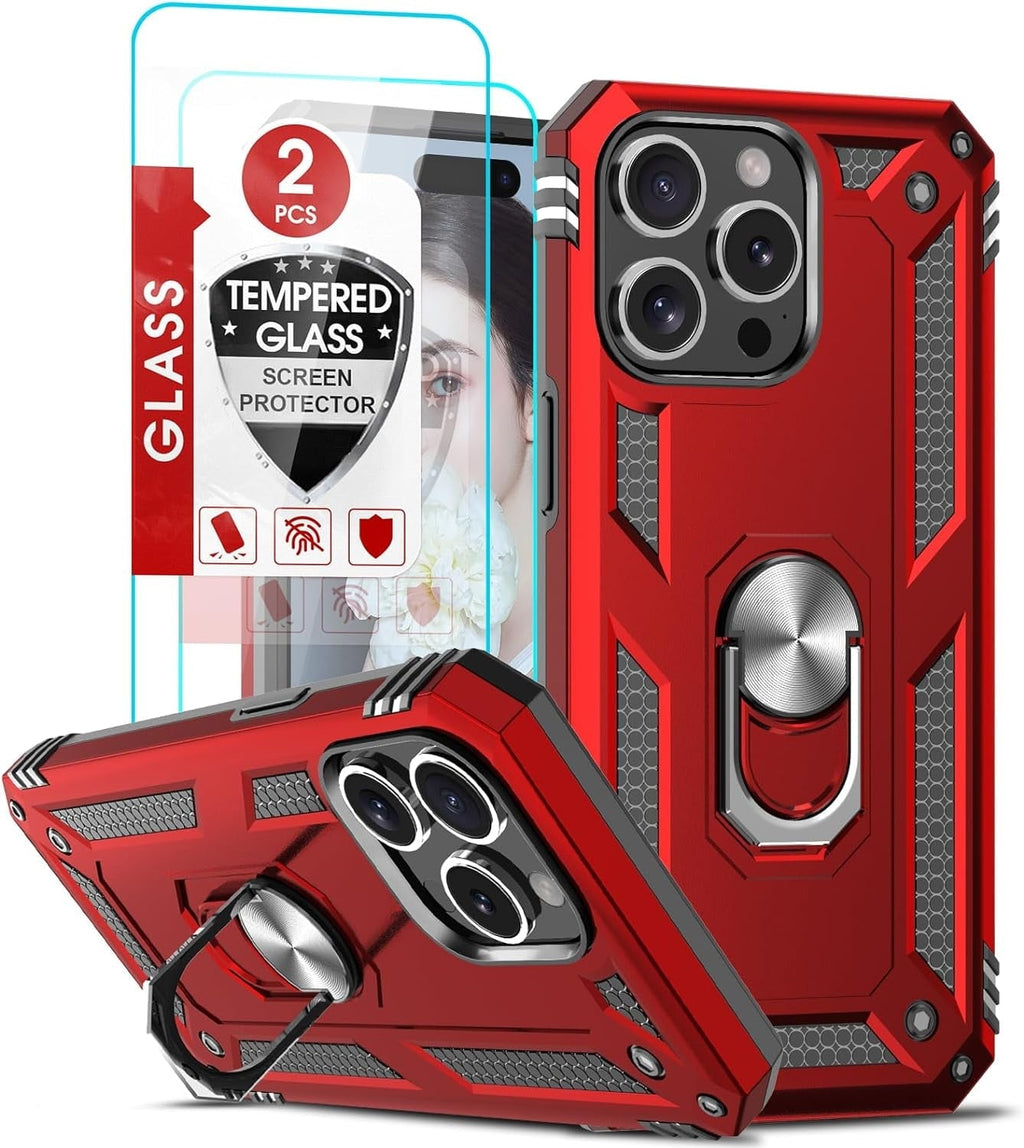 Entronix Bundle Compatible with iPhone 14 Pro Max - Guard Gripstand Case & 2 Clear Screen Protectors