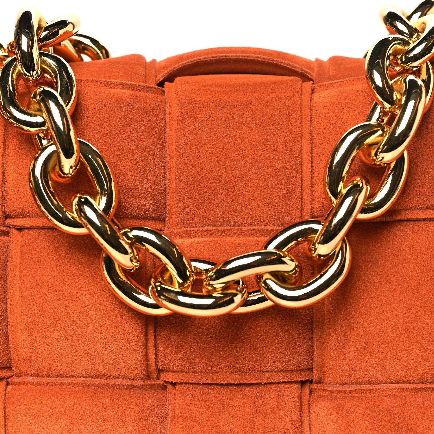 Suede Maxi Intrecciato Padded Chain Cassette Crossbody Bag Maple