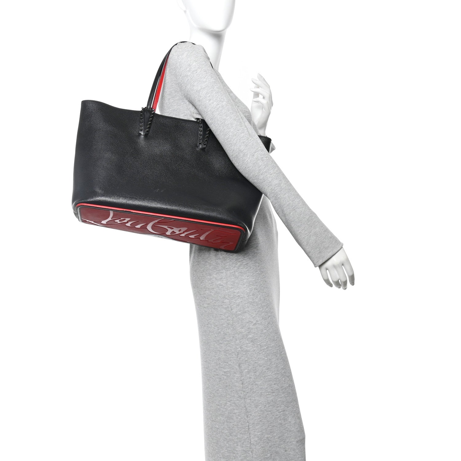 Calfskin Empire Spikes East West Cabata Tote Black