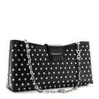 Calfskin Studded Trifolio Shoulder Bag Black