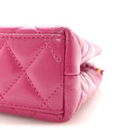 Shiny Aged Calfskin Quilted Nano Kelly Shopper Dark Pink