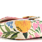 X KEN SCOTT Calfskin Matelasse Floral Print Super Mini GG Marmont Shoulder Bag Ivory Pink