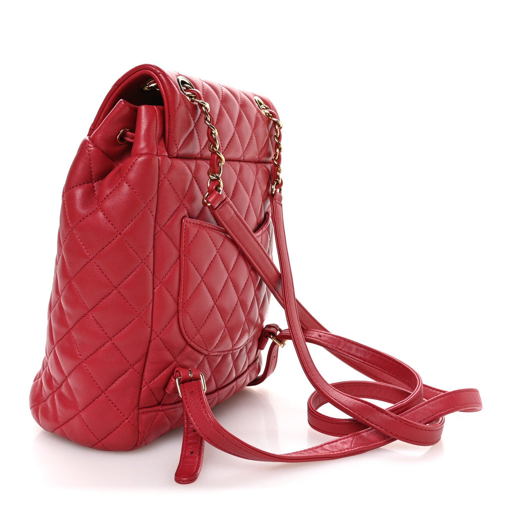 Lambskin Quilted Small Urban Spirit Backpack Dark Pink