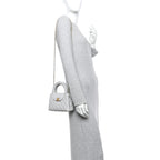 Shiny Aged Calfskin Quilted Nano Kelly Shopper Light Grey