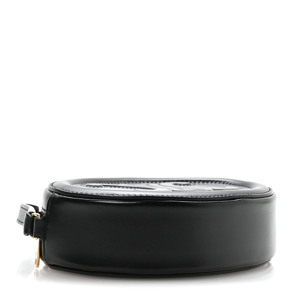Smooth Calfskin Cuir Small Triomphe Oval Crossbody Purse Black