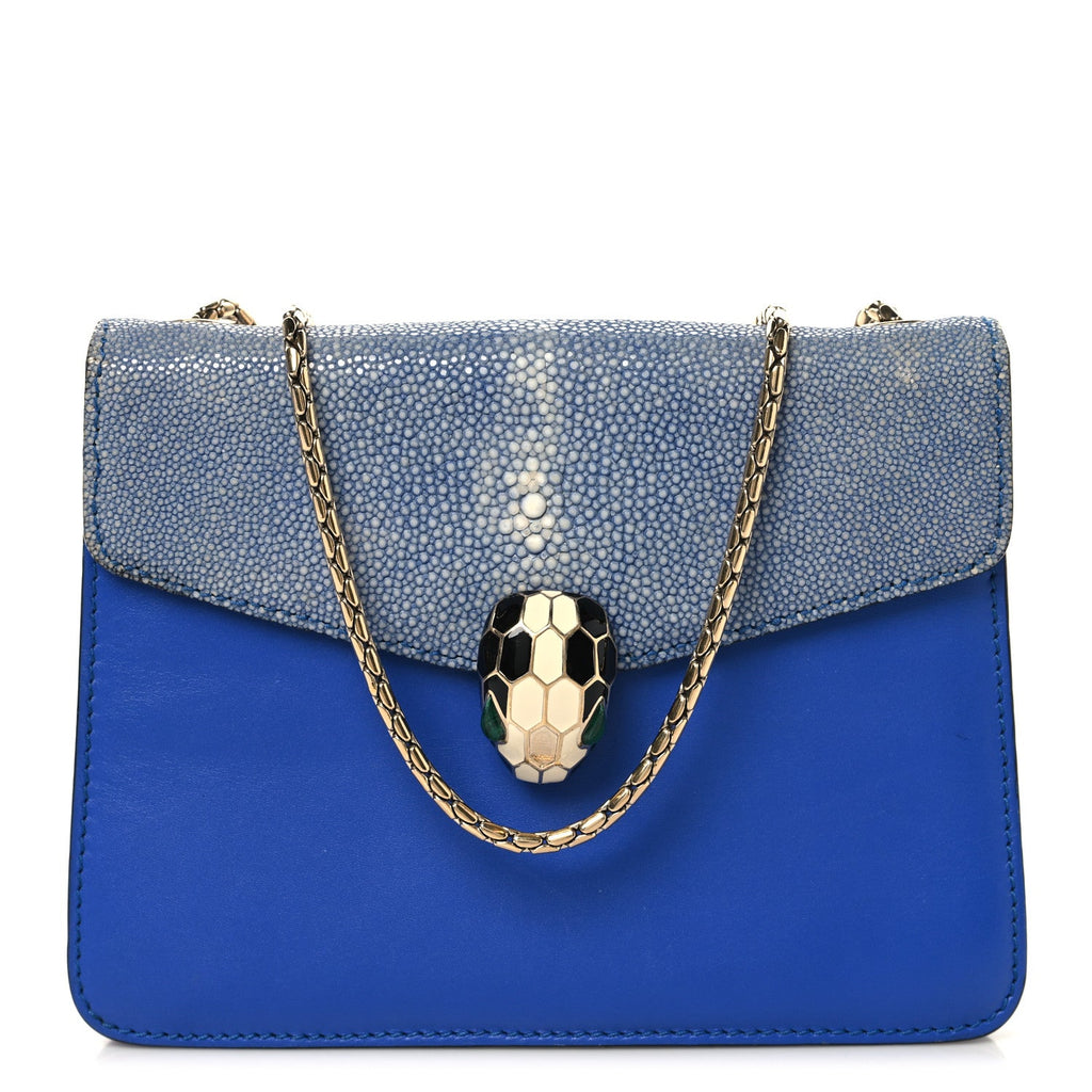 Galuchat Calfskin Serpenti Forever Crossbody Bag Blue