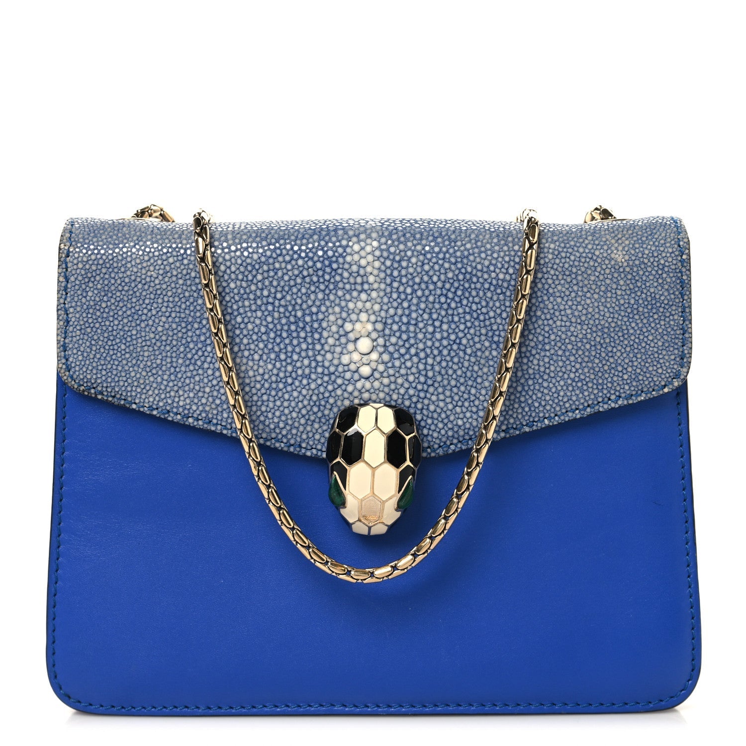 Galuchat Calfskin Serpenti Forever Crossbody Bag Blue