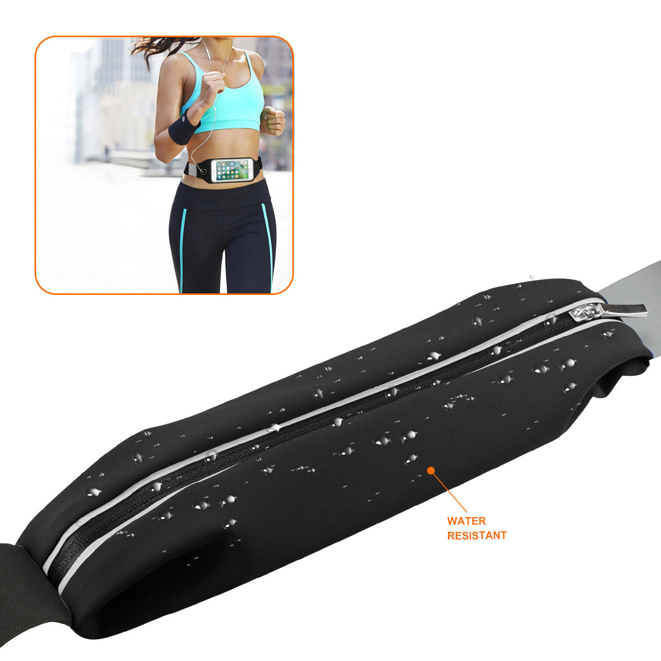 Reiko Running Sport Belt For Iphone 7 Plus/ 6S Plus Or 5.5 Inches Device With Two Pockets In Black (5.5X5.5 Inches)