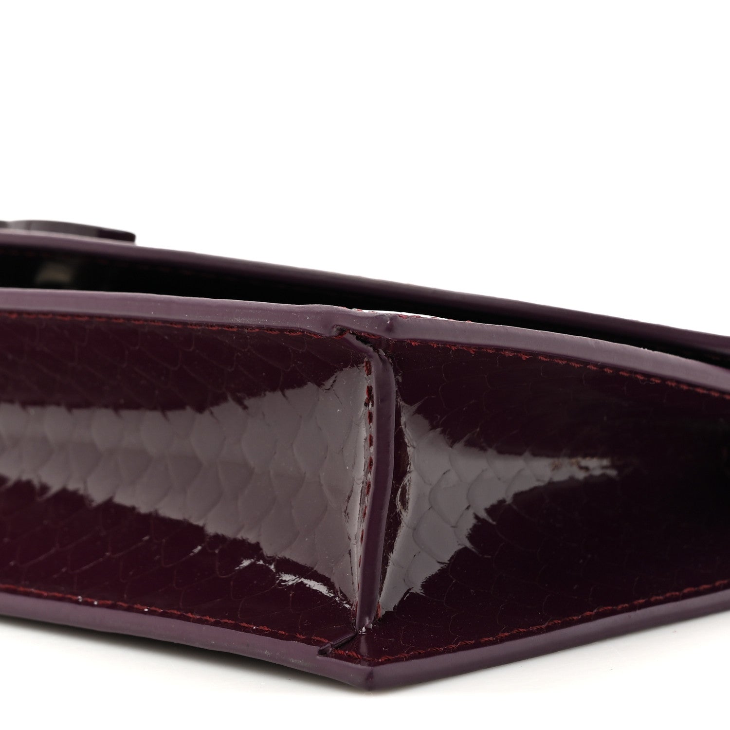 Patent Birdy Snakeskin Embossed Loubi54 Crossbody Clutch Merlot