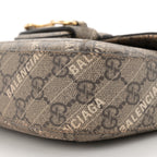 X BALENCIAGA GG Supreme Monogram Web Logo Print Mini Horsebit 1955 Shoulder Bag Beige Ebony