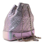 Iridescent Lambskin Calfskin Quilted Gabrielle Backpack Light Purple