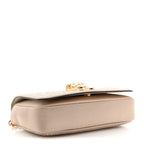 Satin Crystal Medusa Chain Clutch Beige