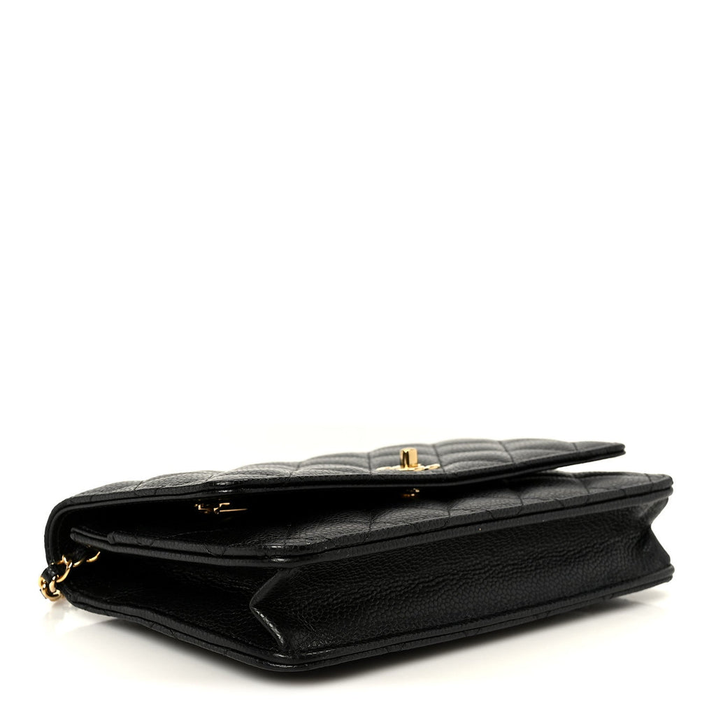 Caviar Quilted CC Turnlock Wallet On Chain WOC Black