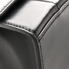 Shiny Box Calfskin Hourglass Top Handle Bag XS Black