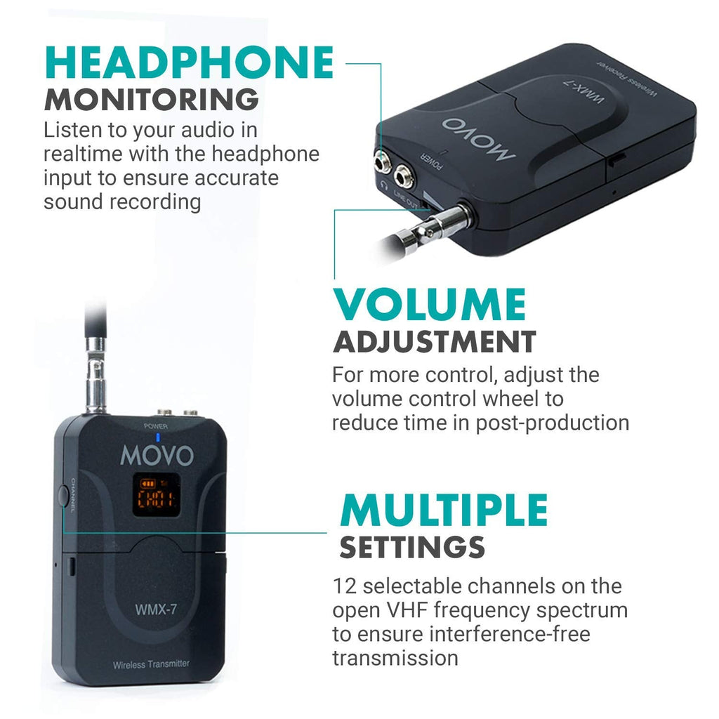 Movo WMX-7 VHF 12-Channel Wireless Lav Mic System