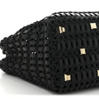 Raffia Calfskin The Studio Box Tote Black