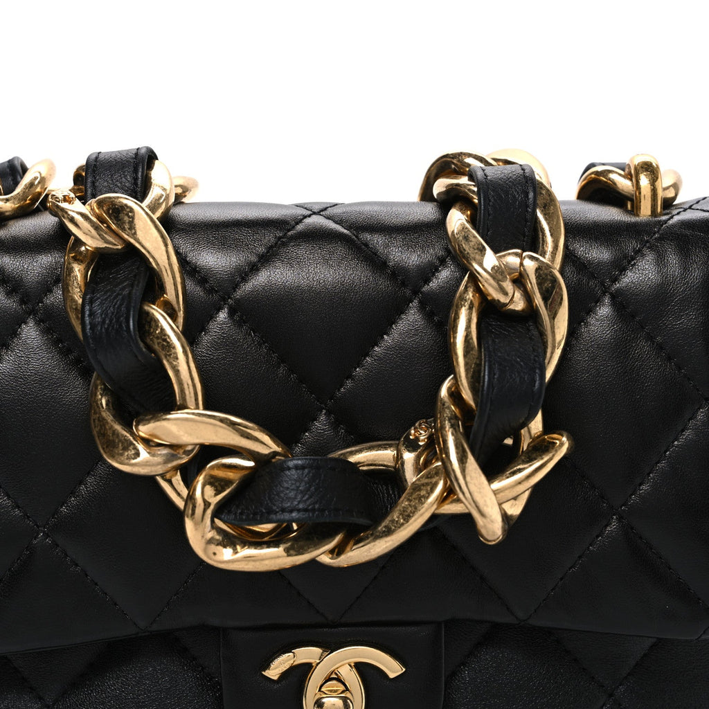 Lambskin Quilted Small Funky Town Flap Black