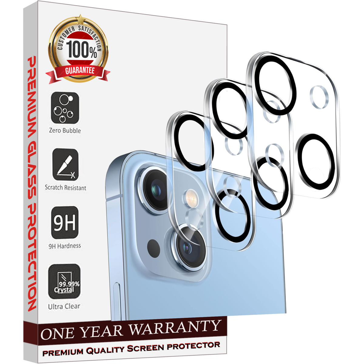 Entronix Clear Camera Lens Protector Compatible with iPhone 15 - 3-Piece Combo