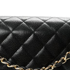 Caviar Quilted Jumbo Double Flap Black