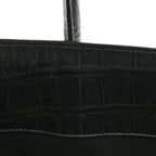 Calfskin Crocodile Embossed Baby Sac De Jour Black