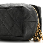 Caviar Quilted Mini Top Handle Vanity With Chain Black