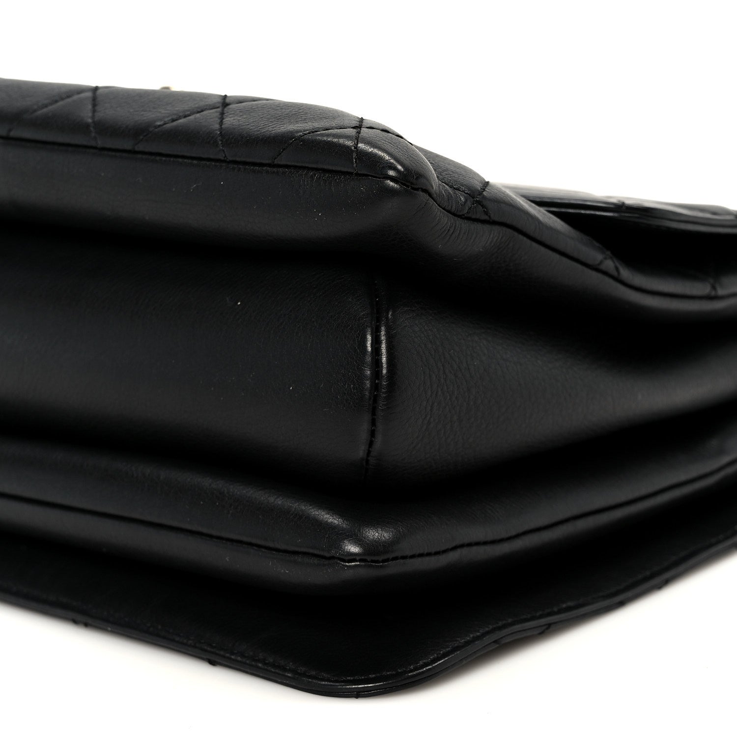 Calfskin Quilted Small Gold Top Handle Flap Black