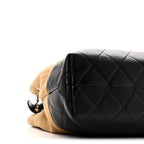 Suede Calfskin Shiny Lambskin Quilted Small Coco Base Shopping Bag Beige Black