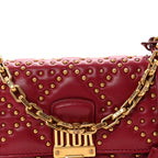 Lambskin Cannage Studded Small Dioraddict Flap Bag Red