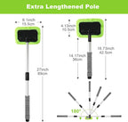 Windshield Cleaning Tool for Car – 27inch Extendable Handle Window Cleaner with Reusable Microfiber Pads, Streak-Free Interior & Exterior Auto Glass Cleaner (Green)