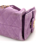Suede Quilted Mini Chanel 25 Handbag Purple
