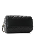 Caviar Quilted Barrel Clutch With Chain Black