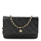 Caviar Quilted Wallet on Chain WOC Black
