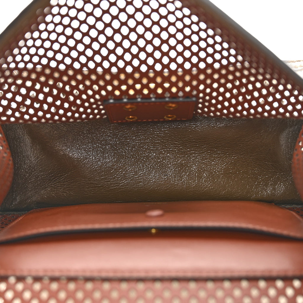 Vitello Liberty Glossy Lambskin F is Fendi Perforated Kan U Shoulder Bag White Ice Rust Maya
