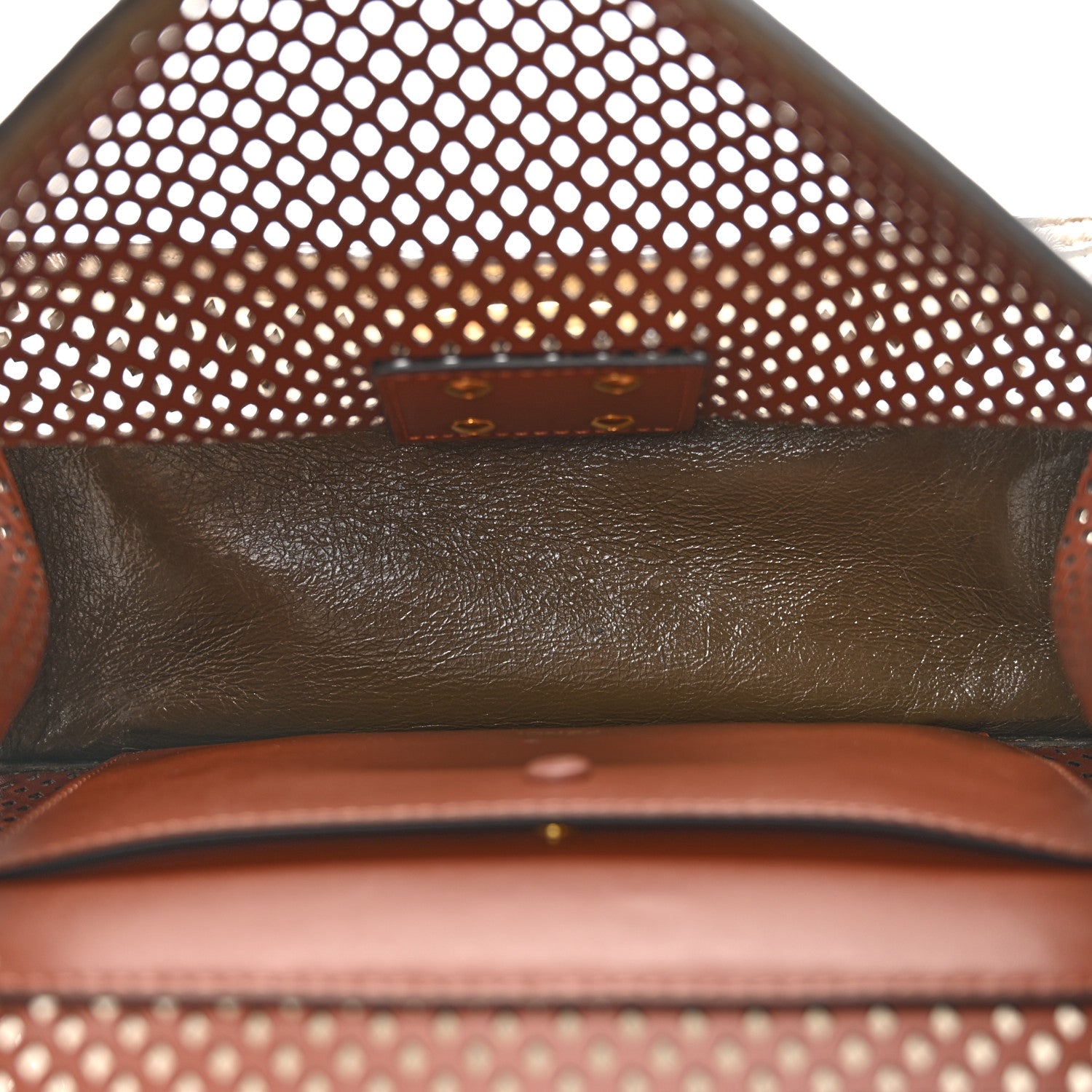 Vitello Liberty Glossy Lambskin F is Fendi Perforated Kan U Shoulder Bag White Ice Rust Maya