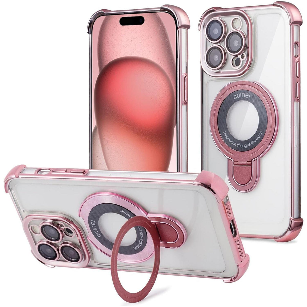 Entronix [Magnetic] Case Compatible with iPhone 14 Pro - [Clear Back] Luxury Glossy Gripstand