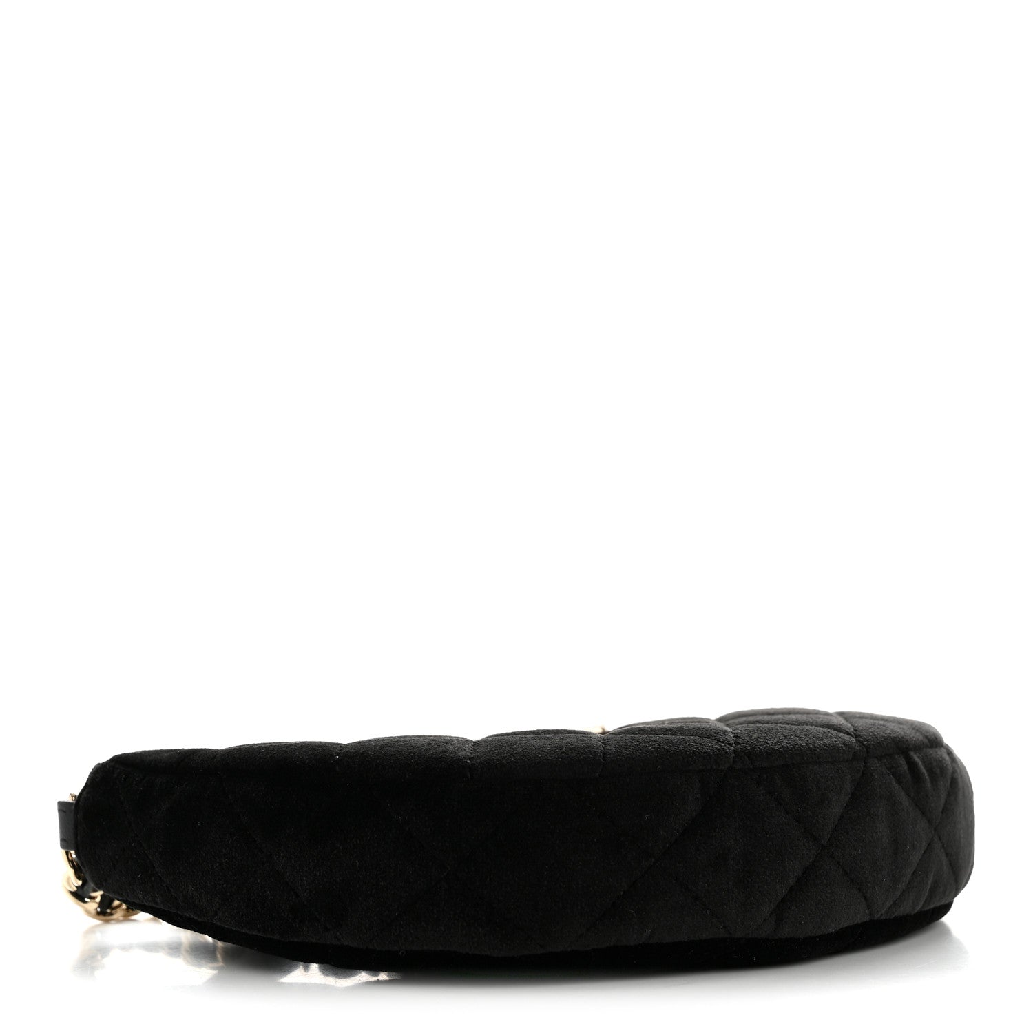 Velvet Crystal Quilted Chain Hobo Black
