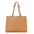 Caviar Quilted Grand Shopping Tote GST Beige