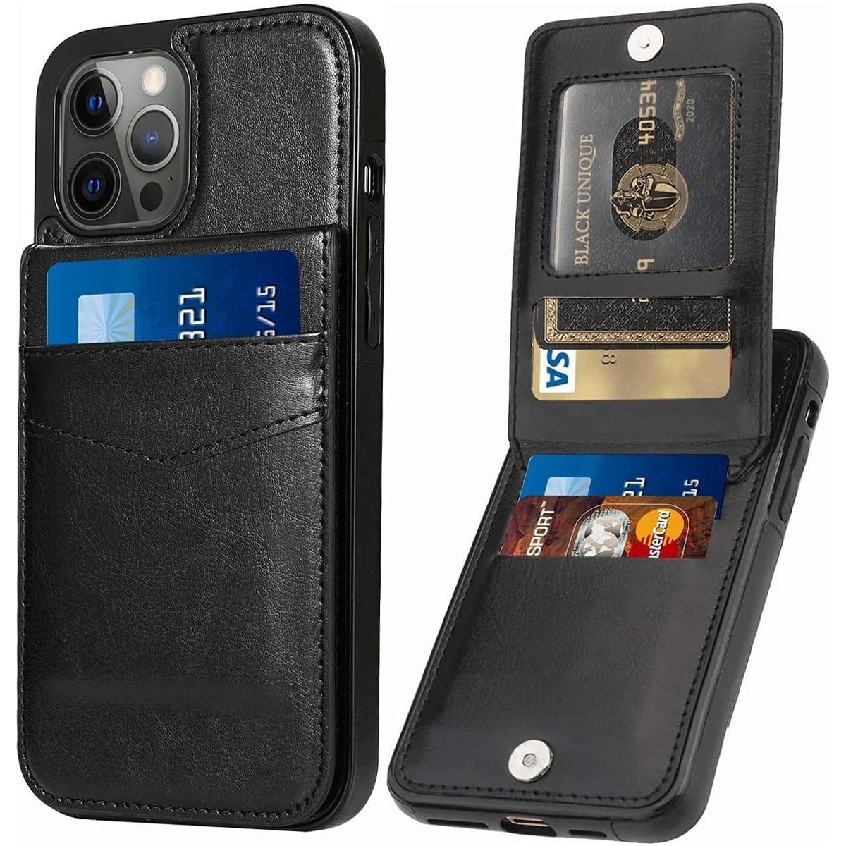 Entronix Case Compatible with iPhone 16 Pro - [6 Slot Card Holder] Slim Leather Wallet