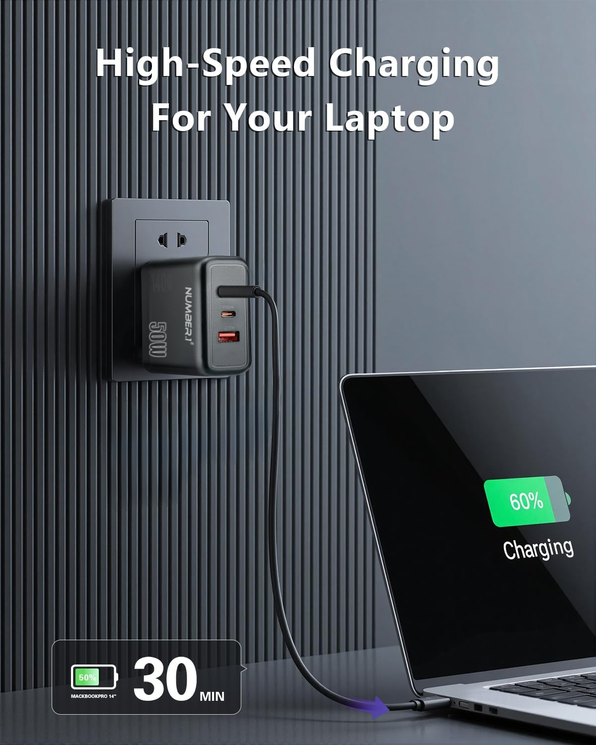 Entronix 50W Wall Charger – Dual USB-C & USB-A Fast Charging Plug