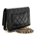 Lambskin Quilted Wallet On Chain WOC Black