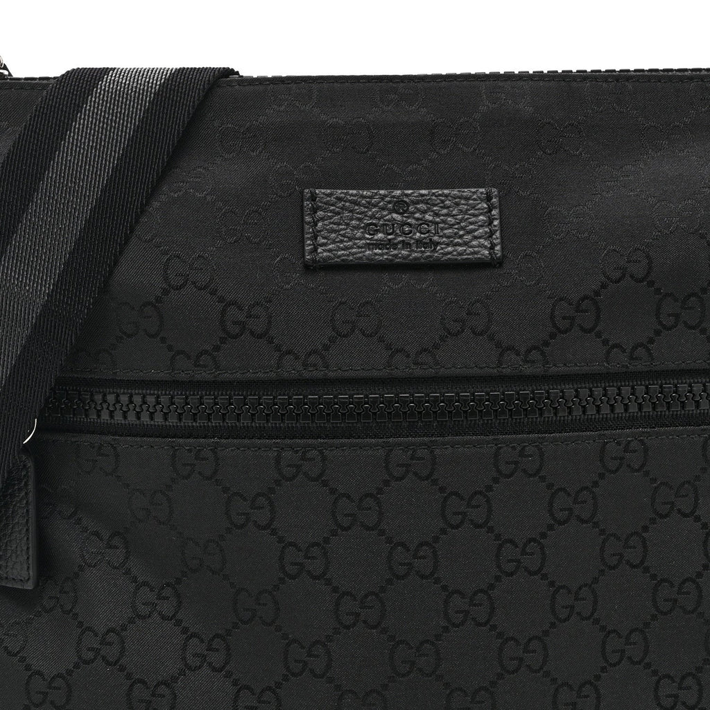 Nylon Monogram Small Flat Messenger Bag Black