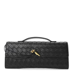 Nappa Intrecciato Long Andiamo Top Handle Clutch Black