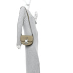 Grained Calfskin Mini Gallop Bag With Strap Beige