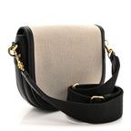 Calfskin Linen Small Travia Crossbody Black